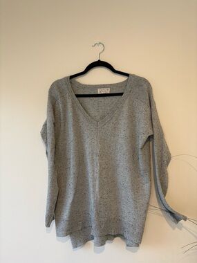 Poof! Light Gray V-Neck Sweater
